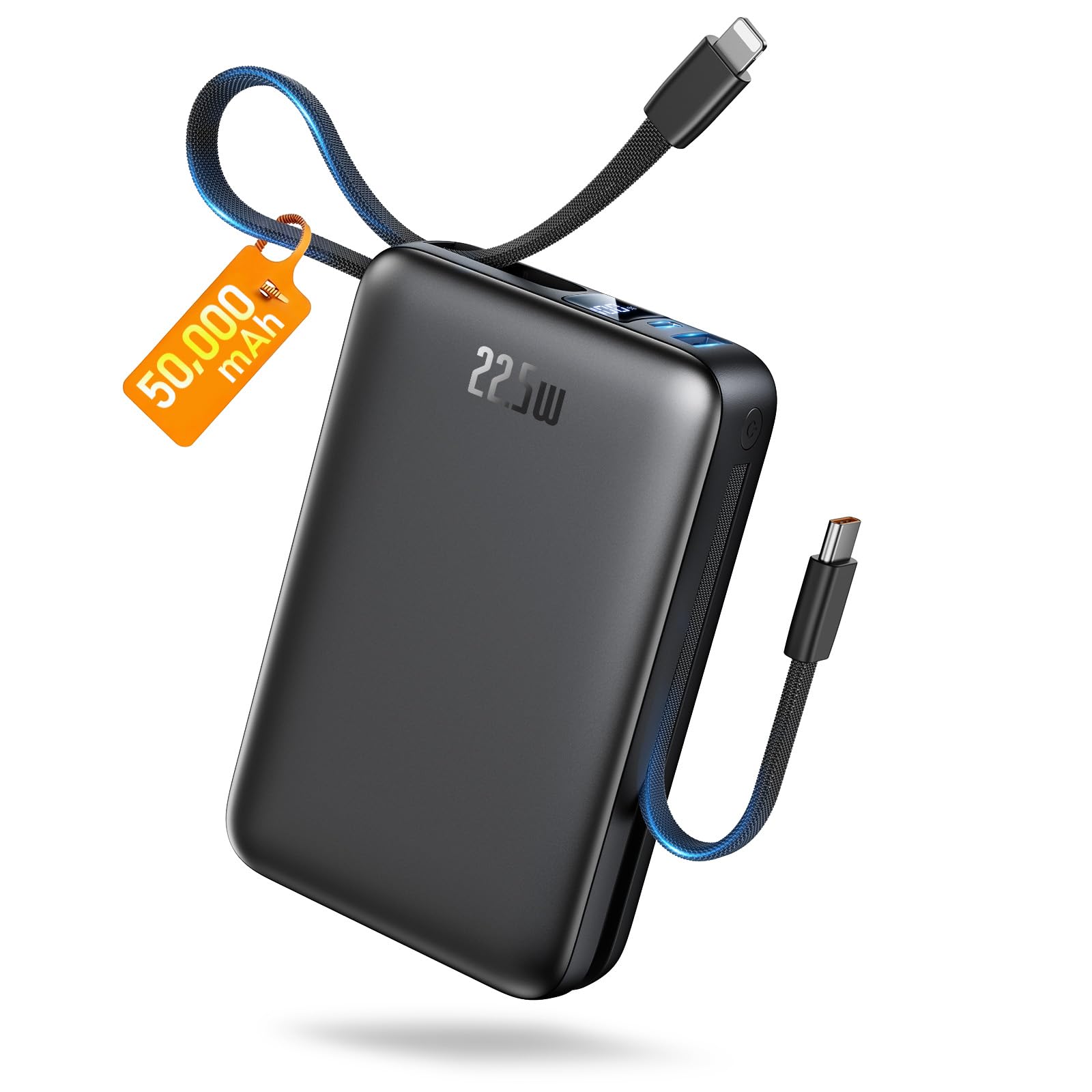 Portable Charger 50000mAh, 22.5W Fast Charge Power Bank Builtin 2 Cables