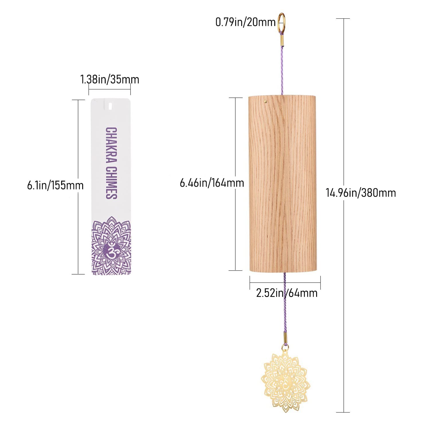 Mowind Chakra Chimes Natural Bamboo Wind Chimes Meditation Chord Windchime Wind Bell For Home Decoration Zen Mindfulness Crown C
