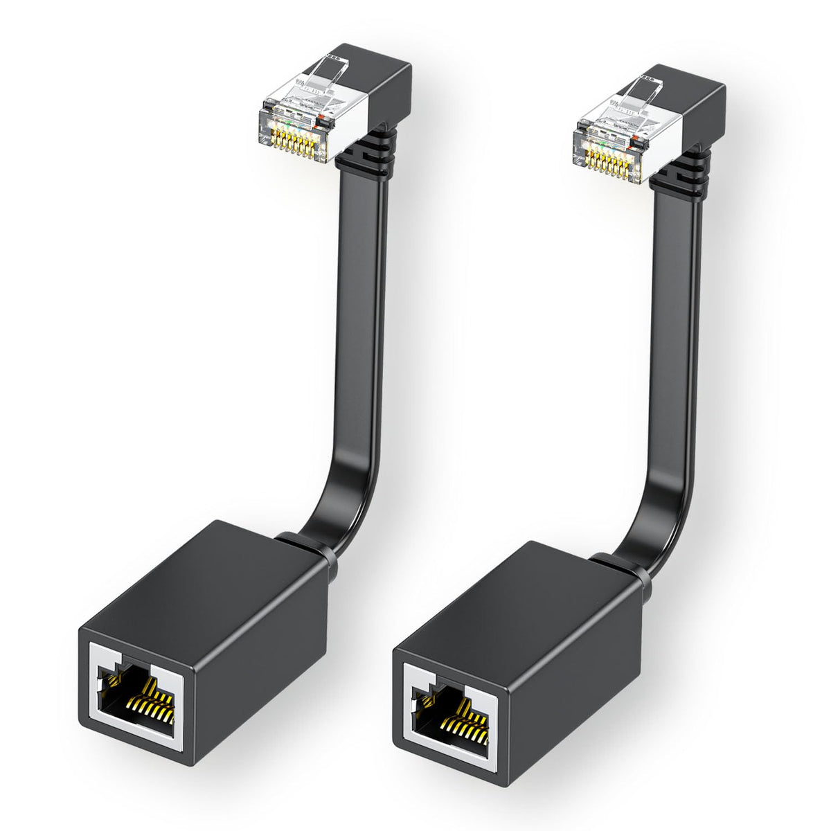 2Pack 90 Degree Cat6 Ethernet Extension Cable White Short Cat 6 Cable Extender Right Angle  Down Angle, Rj45 Network Patch Cord