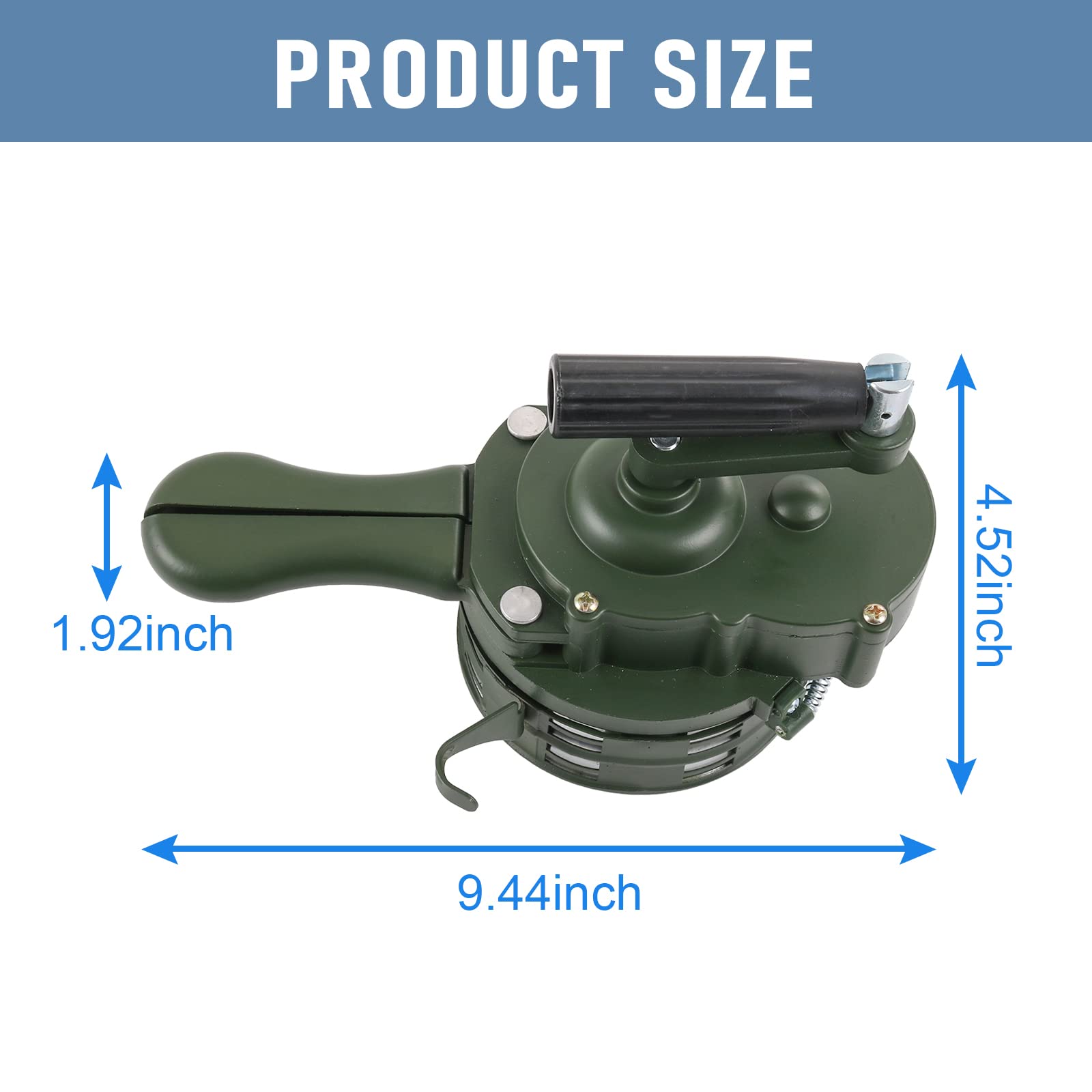 Dicmic Metal Hand Crank Siren Horn, Manual Handheld Air Raid Siren, Portable Loud Emergency Safety Siren, Green