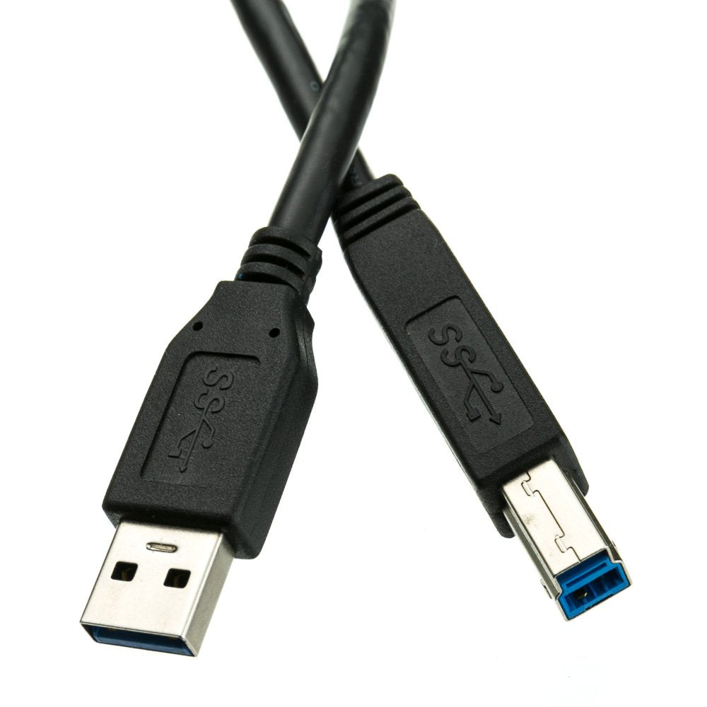 Cablewholesale 6 Feet Usb 3.0 Printer/Device Cable, Black, Type A Male/Type B Male Plug, A Male To B Male Super Speed Usb Cable,