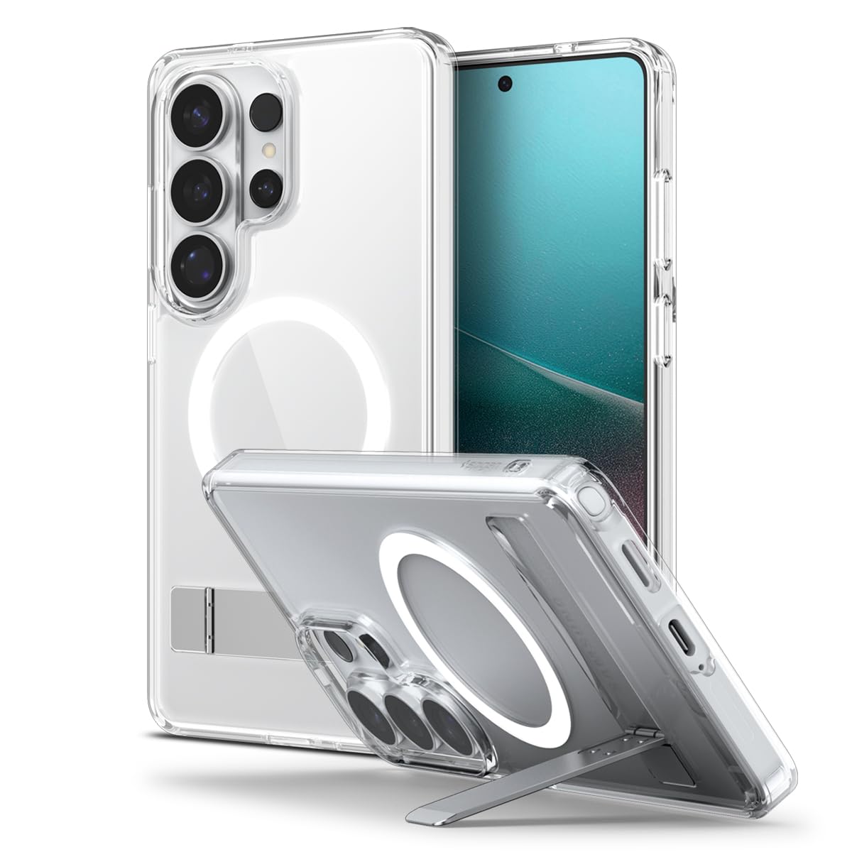 Spigen for Galaxy S26 Ultra Case, Ultra Hybrid S MagFit [Kickstand] [Compatible with MagSafe] [Fast Wireless Charging] - Clear W