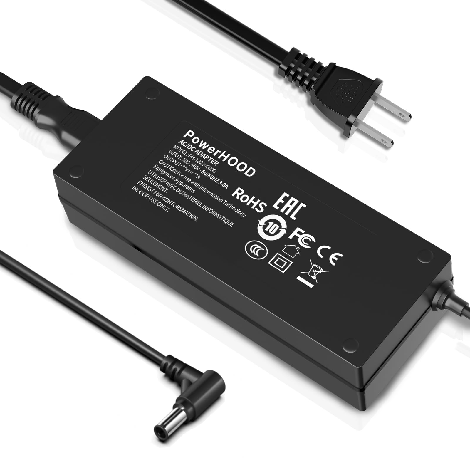 PowerHOOD 24V AC/DC Adapter Compatible with Samsung 27-Inch Odyssey G6 G60SD Series OLED Gaming Monitor LS27DG602SNXZA 24VDC DC2