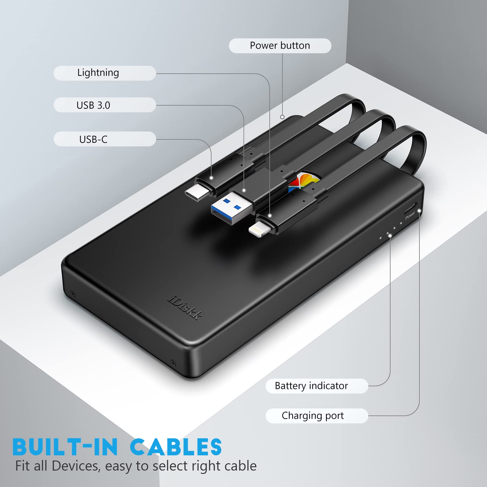 Idiskk App*Le Certified 1Tb Iphone 15 And 16 External Hard Drive For Photos Videos Auto Backup, Ipad, Macbook   Usb 3.0, 2.0, 2.0 3.0,Compatible With Ios & Android, Store Photos, Videos, Music, Docs
