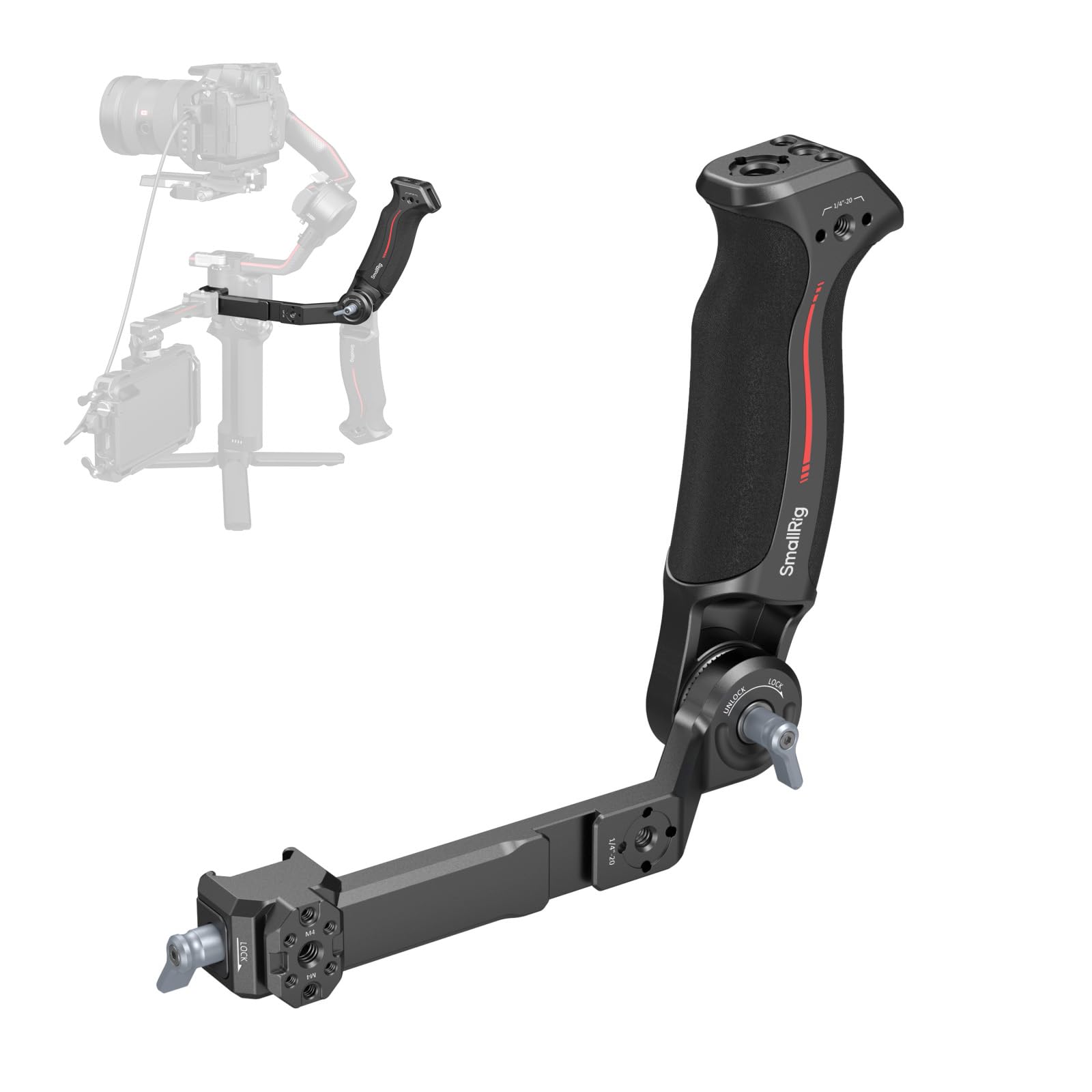 Smallrig Rs 3 Rs 3 Mini Rs 3 Pro Adjustable Handle For Dji Rs 3 Mini/Rs 3 / Rs 3 Pro/Rs 2 / Rsc 2  8 Kg / 17.6 Lb Load  Ergonomic Grip For Low Angle Shots - 3028C -Like New