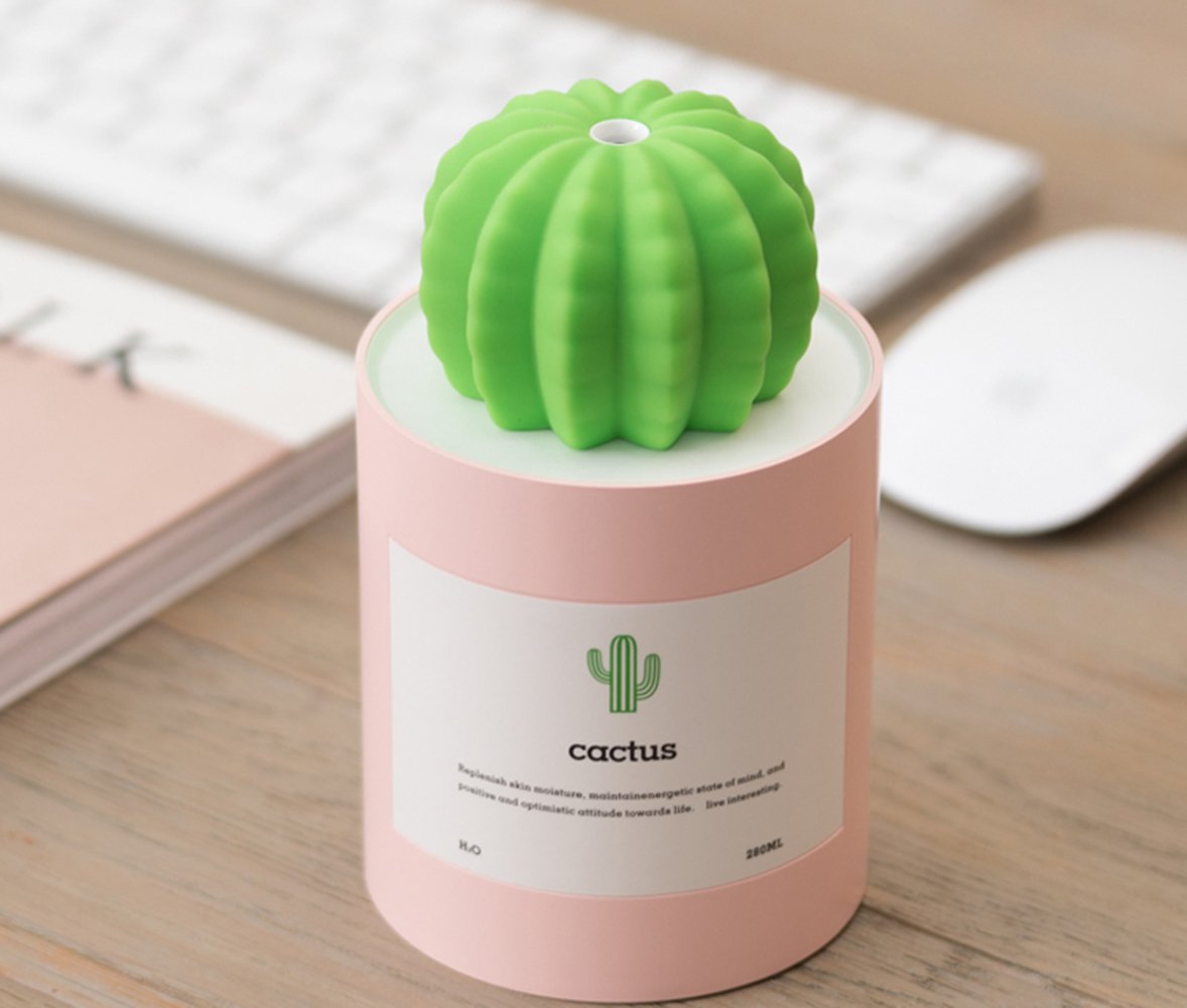 Uodbuyo Mini Humidifier, 280Ml Usb Cool Mist Portable Cactus Air Humidifier, Ultra Quiet Operation For Bedroom Home Office Yoga