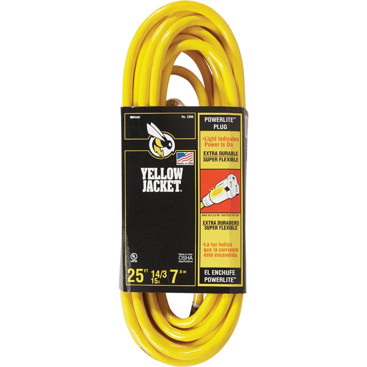 CORD EXTN YLWJKT14/3 25