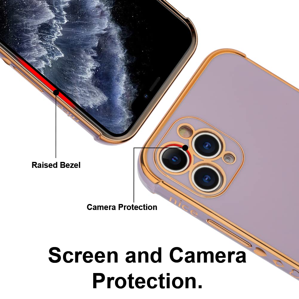 Kanghar Iphone 11 Pro Case For Women Girl, Plating Edge Cute Love Heart Soft Tpu Bumper With 4 Corners Shockproof Protection Pho