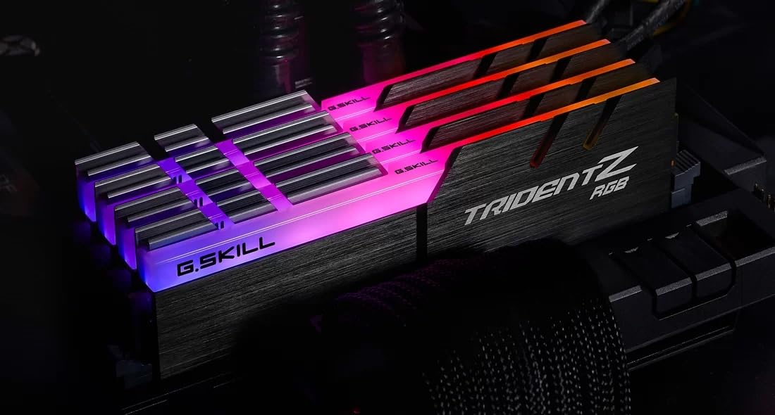 G.Skill F4 3200C16Q 32Gtzr Trident Z Rgb Series 32 Gb (8 Gb X 4) Ddr4 3200 Mhz Pc4 25600 Cl16 Dual Channel Memory Kit   Black Wi