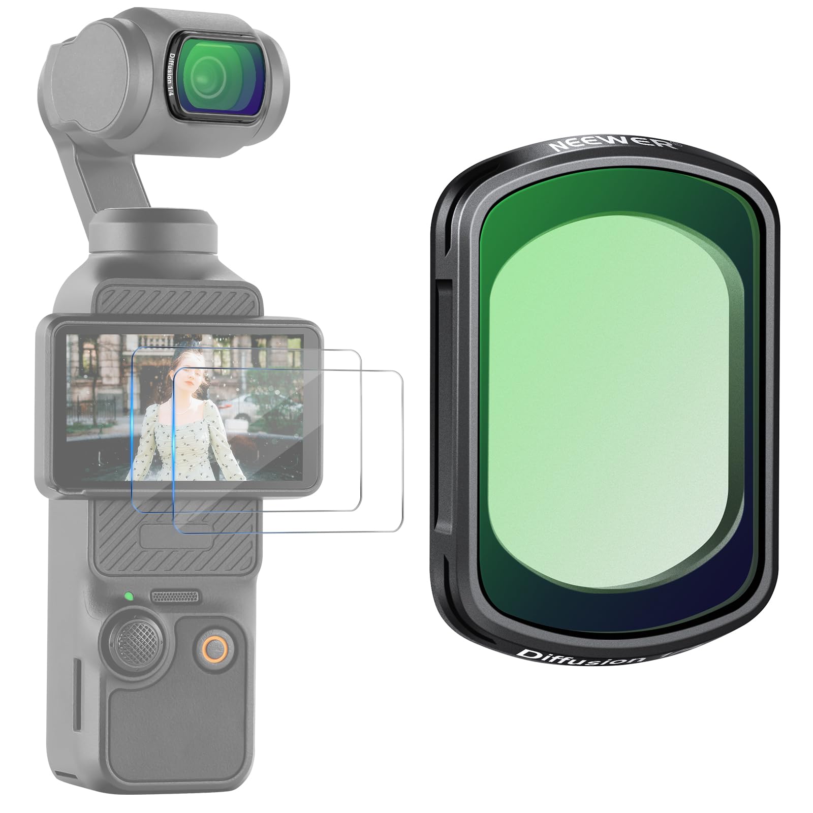 Neewer Magnetic Black Diffusion 1/4 Effect Filter Compatible With Dji Osmo Pocket 3, Dreamy Cinematic Mist Lens Filter Ultra Sli