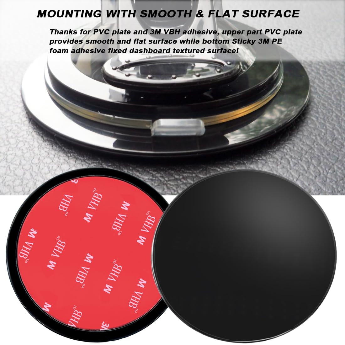 2 Pack 95Mm Strong Adhesive Dashboard Pad Mounting Disk For Suction Cup Phone Mount, 3.74'' Universal Suction Cup Mounting Disc