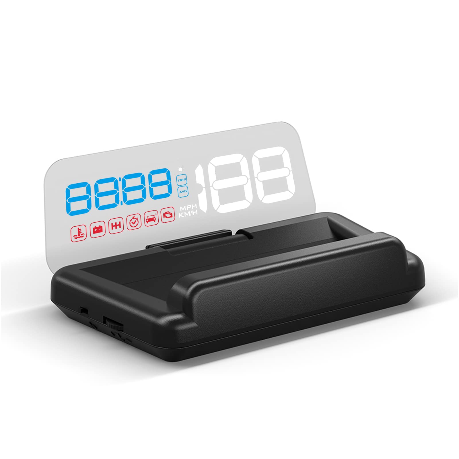 Wiiyii Heads Up Display For Cars, C500 Car Digital Gps Speedometer, Stereo Projecting Display With Reflector, Speed, Rpm, Water 