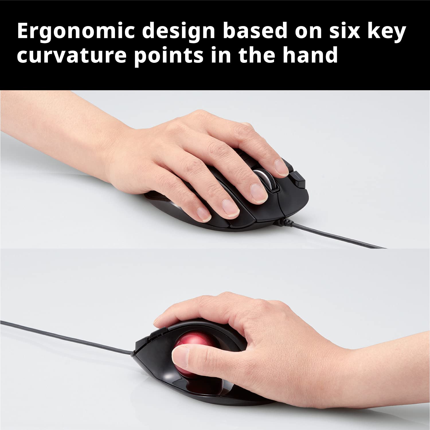 Elecom Ex-G Wired Trackball Mouse, Ergonomic Thumb Control, Smooth Tracking Roller Ball, 5 Programmable Buttons, Tilt Scroll, Co