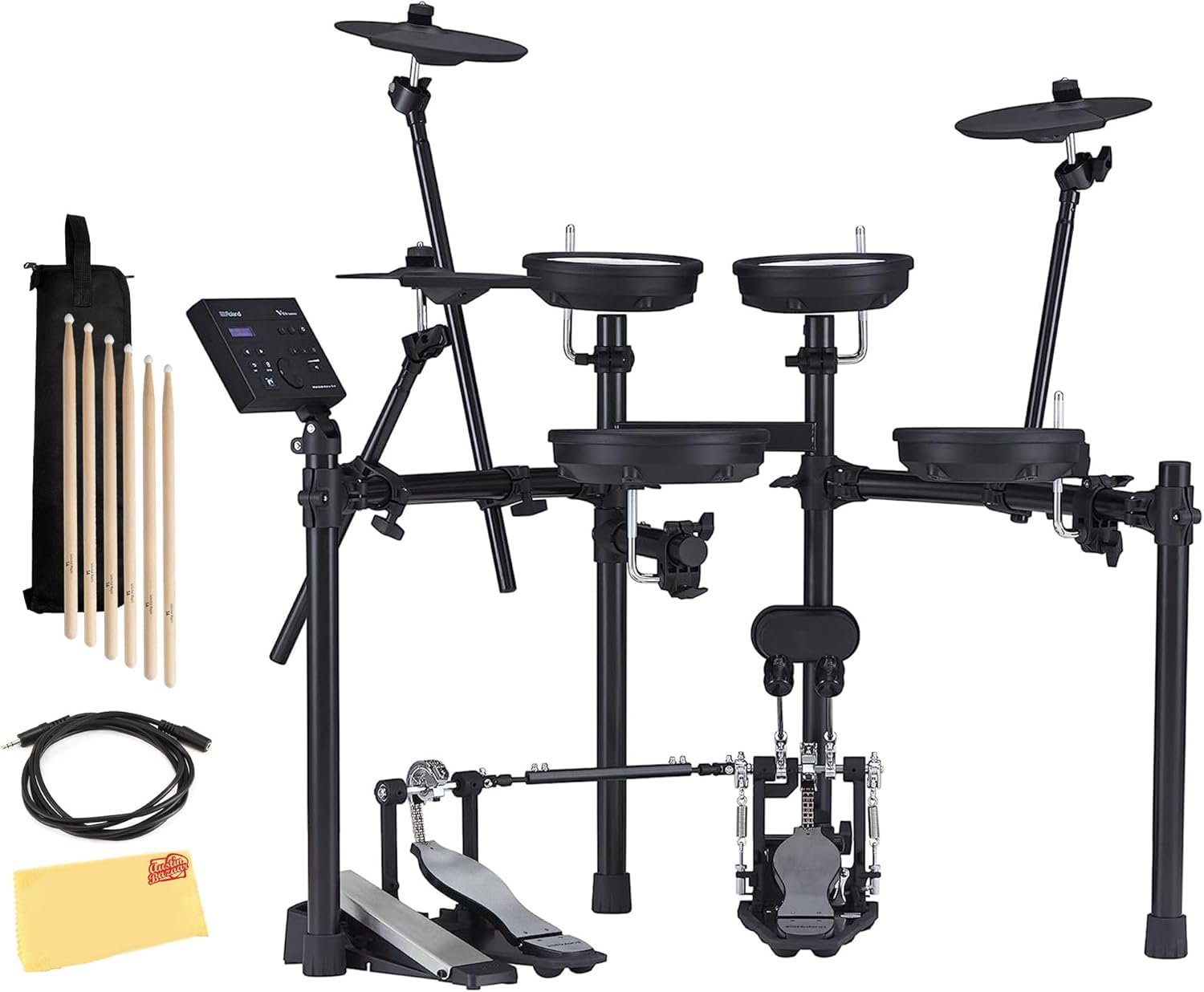 Roland V-Drums TD-07DMK Electronic Drum Set Bundle with Drumstick Bag, 3.5mm Audio Cable, 3 Pairs of Sticks, and Austin Bazaar P