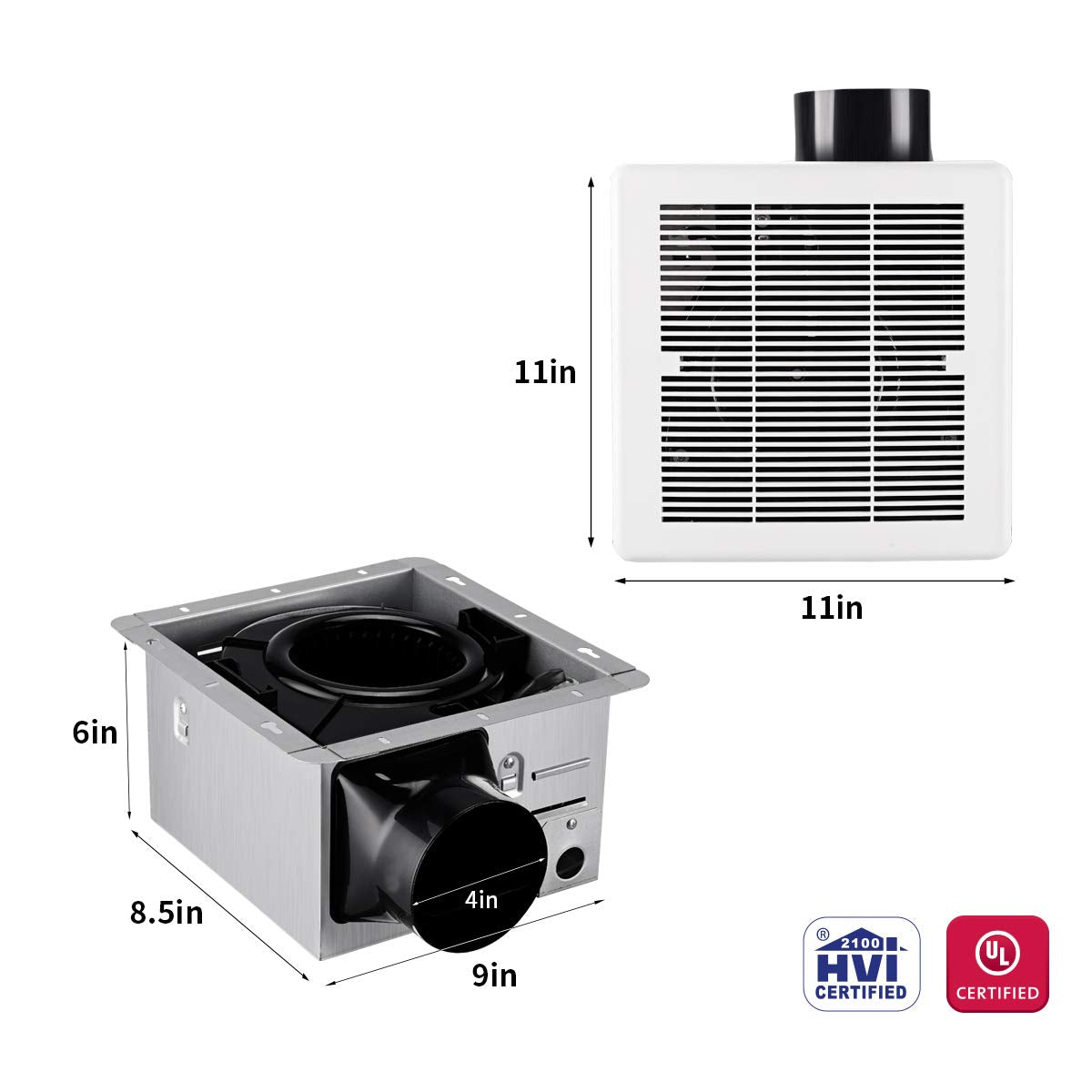 Tech Drive Super Quiet 110 Cfm, 1.2 Sone Bathroom Ventilation And Exhaust Fan With Humidity Sensor, No Attic Access Needed Insta