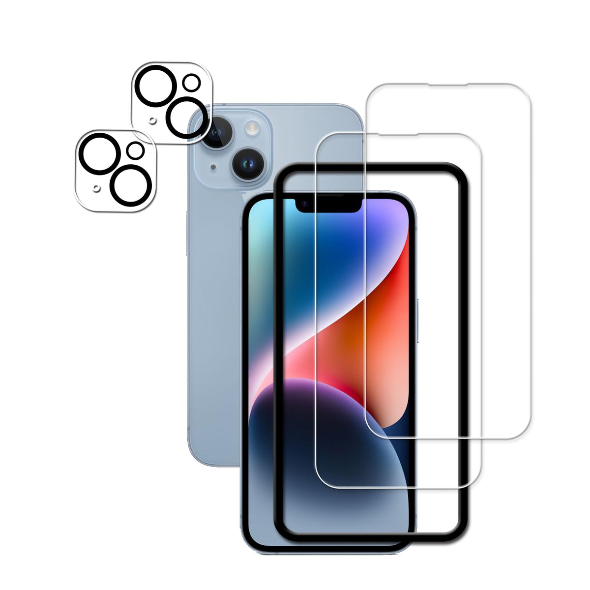 Hkkais Easy Alignment Frame Designed For Iphone14 Tempered Glass Screen Protector 2 Pack Camera Lens Protector Film 2 Pack
