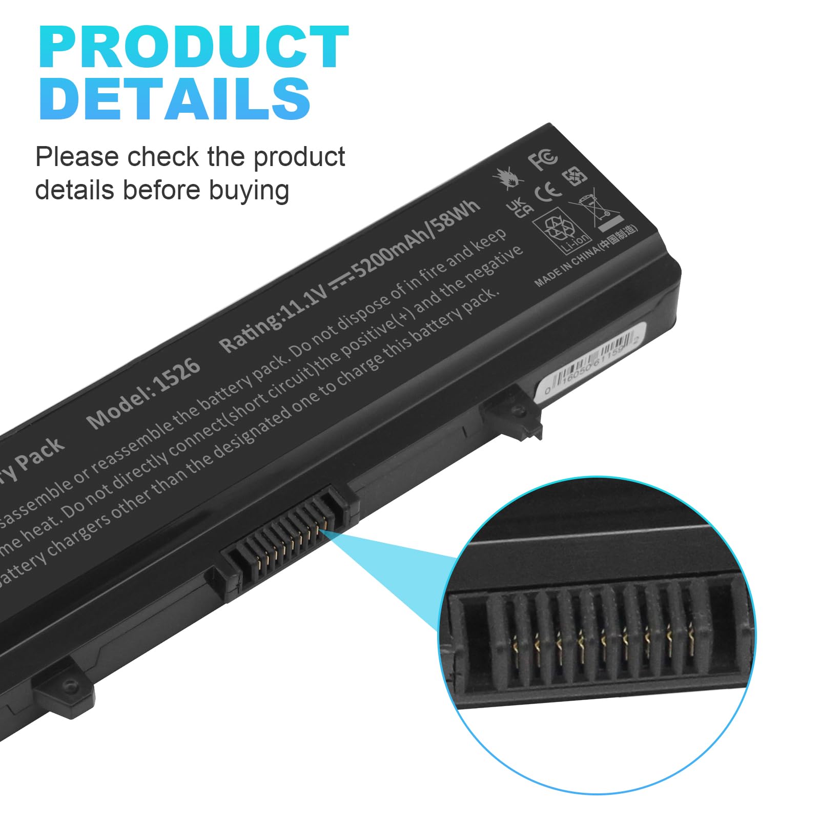 Tree.Nb New Battery 58Wh For Dell Inspiron 1525 1526 1545 Pp29L Pp41L Pn Gw240 Rn873 Gp952 M911G X284G K450N Ru586 G555N 0F965N