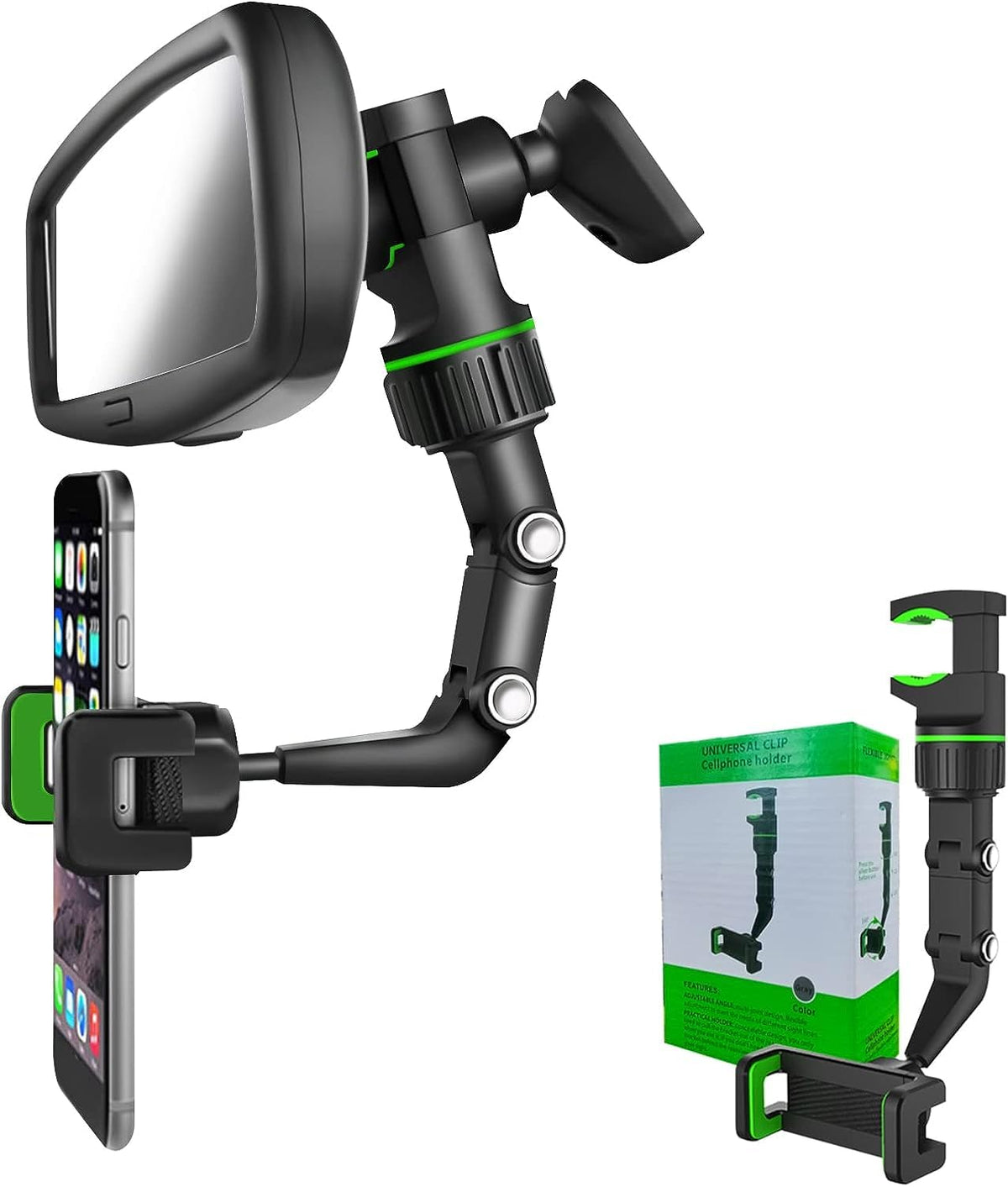 Banhey Rearview Mirror Phone Holder For Car 360 Rotatable And Retractable Car Phone Holder With Adjustable Length Upgraded Multi