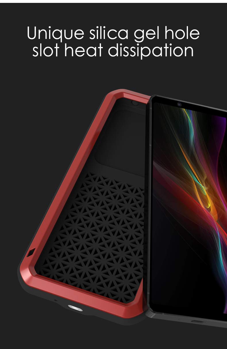 Love Mei For Sony Xperia 1 Ii (2020) Case, Military Heavy Duty Shockproof Dust/Dirt Proof Hybrid Aluminum Metal+Silicone+Tempere