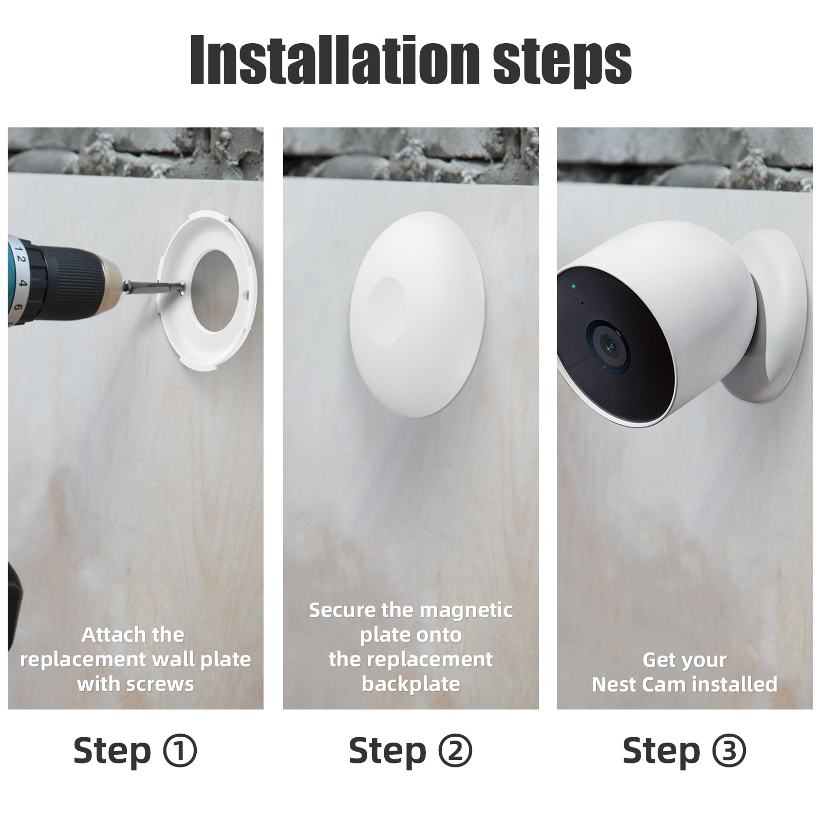 Wall Mounting Plate Replacement For Google Nest Cam Battery (Outdoor Or Indoor), Replacement Part For Locking Collar / Wall Anch