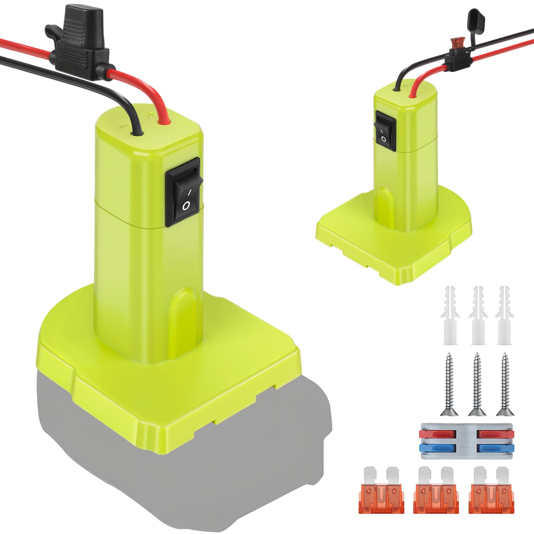 Fiihio for Power Wheel Adapter Compatible with RYB 18V ONE+ Battery, Dock Battery Adapter with Fuse,12 Gauge Wire Power Tool Con