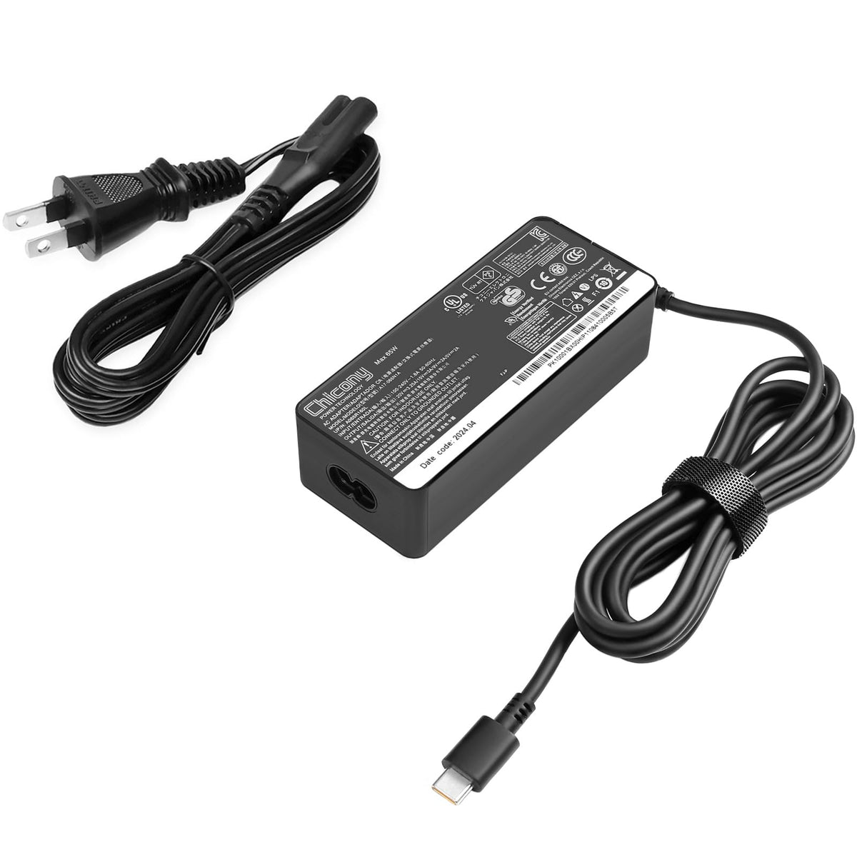 2 Prong 65W Usb C Ac Adapter For Lenovo Thinkpad Charger T480 T480S T490 T490S T495 T495S T580 T590 E480 E490 E490S E495 E580 E590 E595 X1 Carbon X395 Power Cord