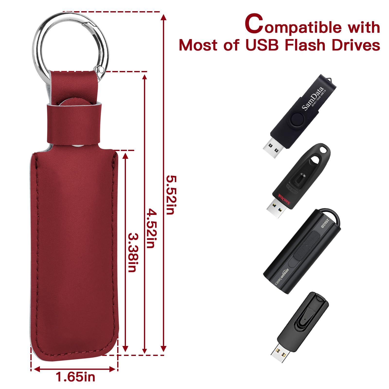 Caszlution Microfiber Leather Usb Flash Drive Case   Anti Lost Usb Flash Drive Holder Protective Cover With Keychain, Small Port
