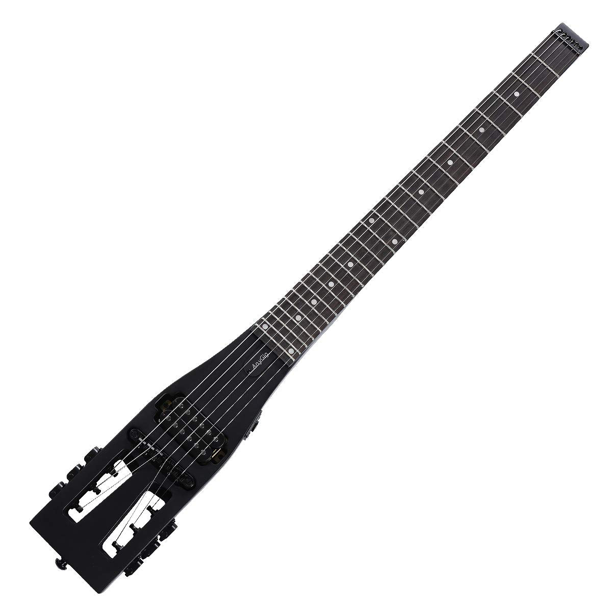 Anygig Electric Guitar Practice Portable Travel 82Cm 1.6Kg Black Matte 25.5'' Full Scale With Gigbag Right Handed