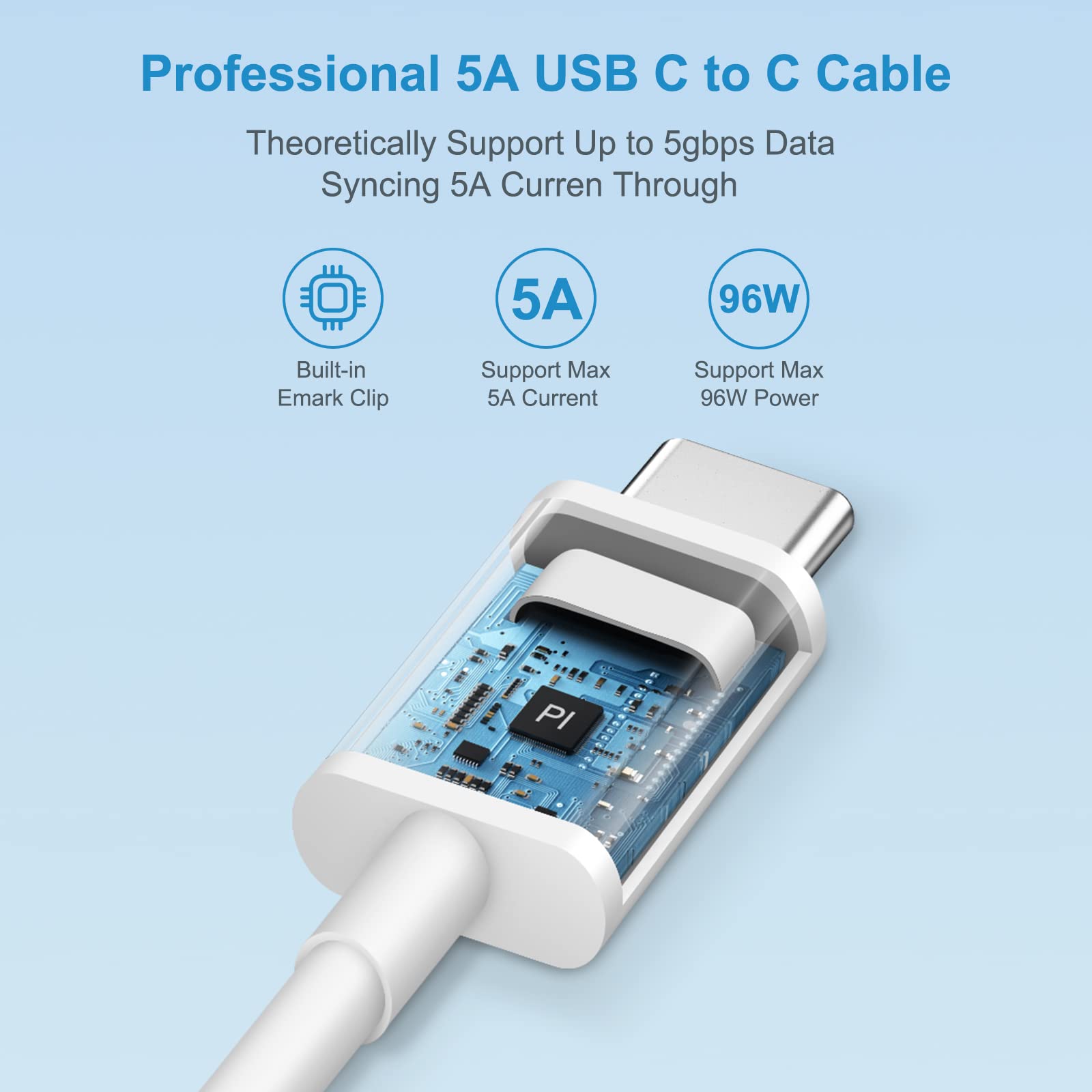 Mac Book Charger Mac Book Air Charger [Apple Mfi Certified] 61W/87W/96W/118W Chromebook Charger Usb C Power Adapter 7.2Ft Cord F