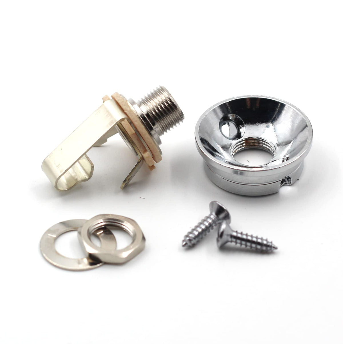 Electrosocket Jack Plate For Telecasters   Polished Chrome Finish + Switchcraft J11 Mono Jack