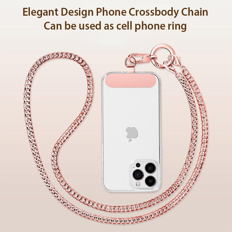 Phone Strap Crossbody Chain 360 Rotating Detachable Cell Iphone Lanyard With Stainless Steel Clip Tether Finger Ring Hook Comfor