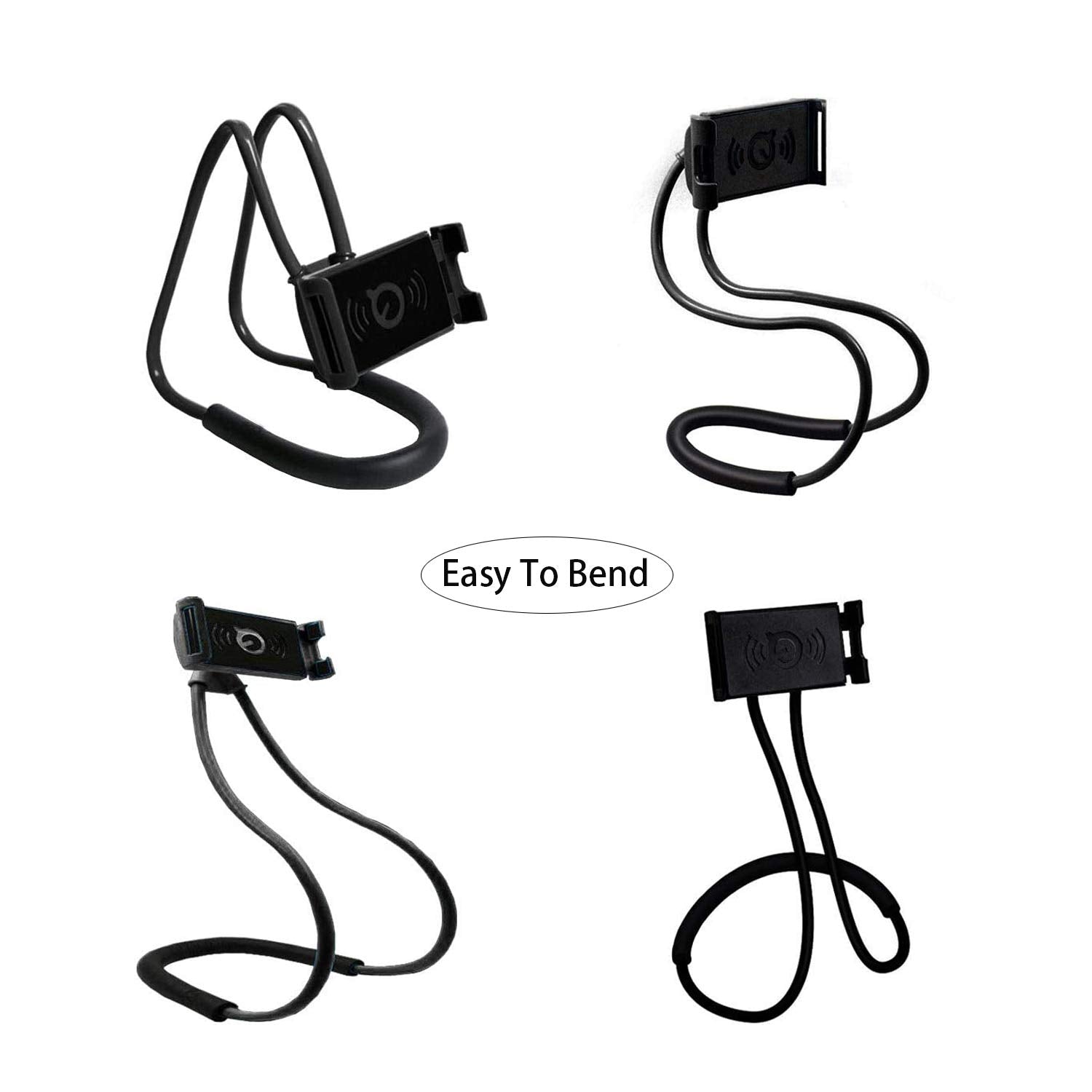 Geyitafum Cell Phone Stand Hanging On Neck Upgraded, Hands Free Mobile Phone Holder Clip On Bed/Table 360 Rotation Iphone Tablet