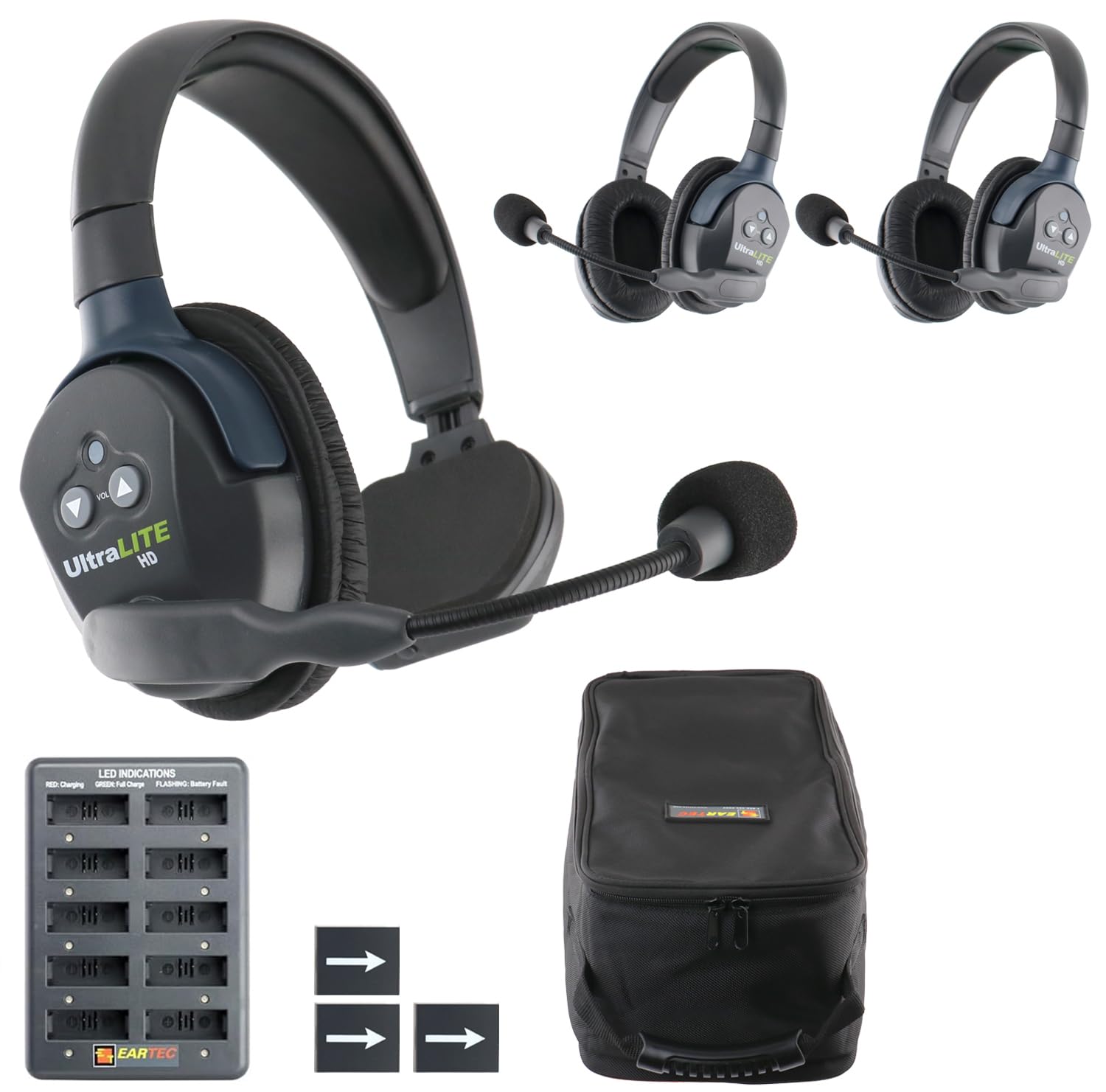 Eartec Ul312 Ultralite Hd 3 Person Full Duplex Wireless Intercom Headset Communication System, Single And Dual Ear Headsets, Up To 1000Ft Range, U.S. Company