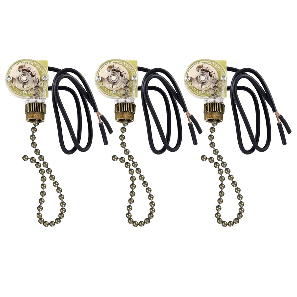 Vipmoon 3 Pack Ceiling Fan Pull Chains Switch Zing Ear Ze 109 Two Wire Light Switch With Pull Cords For Ceiling Light Fans Lamps