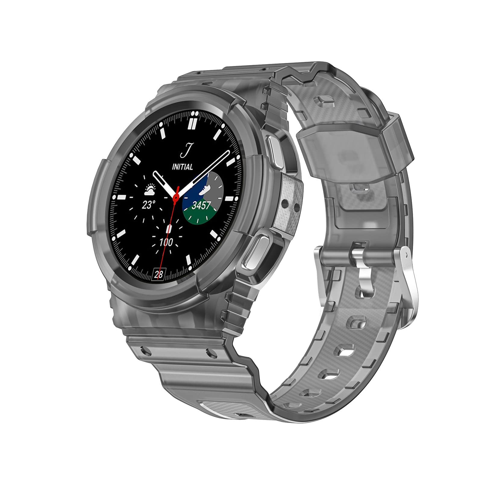 Galaxy Watch 4 Band 40Mm Bumper Case, For Samsung Watch 5 40Mm Bands Rugged Strap Protective Case, Sport Military Shockproof Tpu