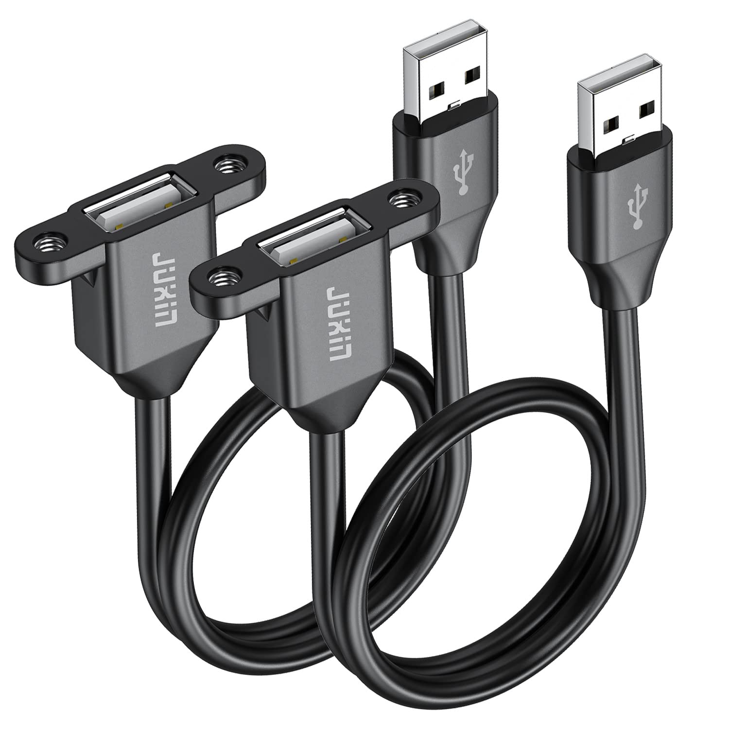 Juxinice 2Pack Usb2.0 Male To Female Extension Cable With Ears Can Be Fixed Various Chassis/Cabinets/Panels Usb Extender W/Screw