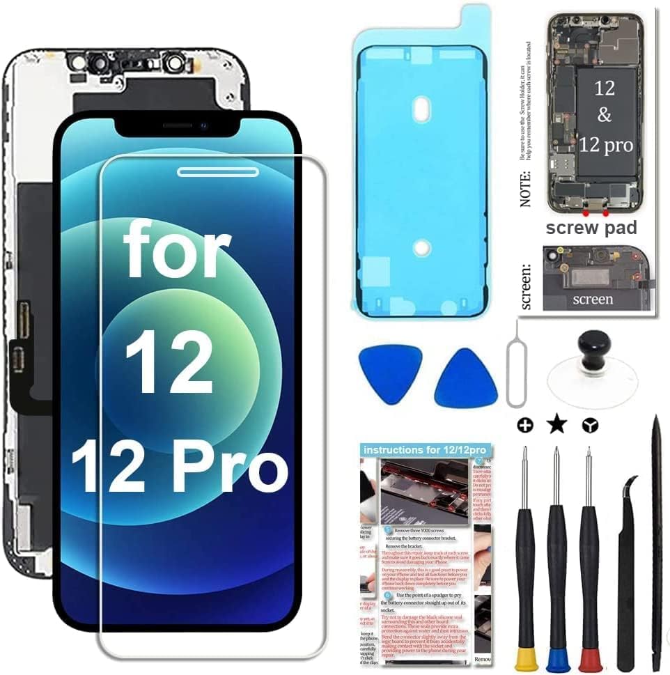 Fixerman For Iphone 12/12 Pro Screen Replacement Kit 6.1 Inch 3D Touch Lcd Screen Display Digitizer Frame Assembly
