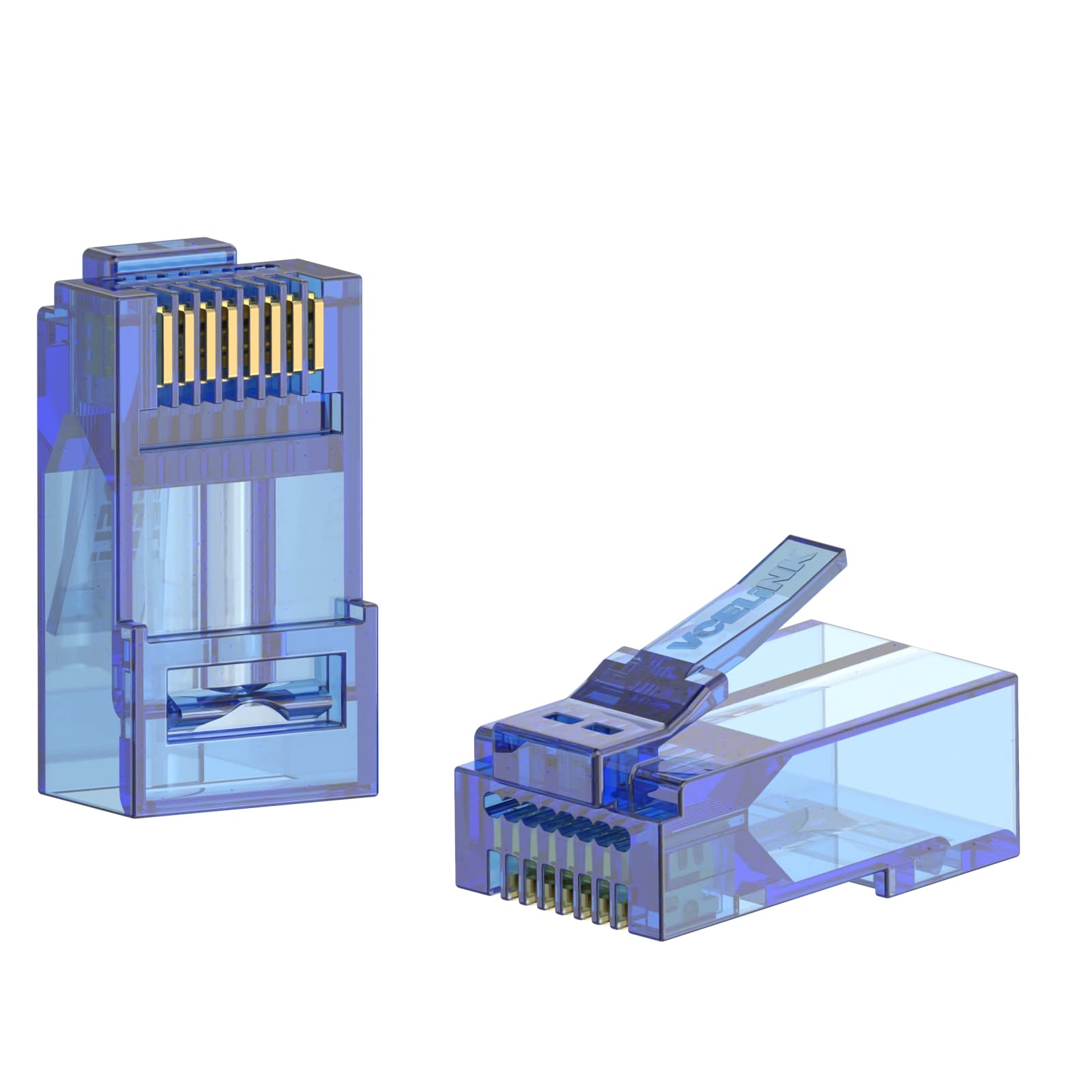 VCE UL-Listed CAT6 RJ45 Connectors Pass Through 50-Pack, Cat6 Ends 50u Gold Plated 8P8C Modular Plug for CAT6 CAT5E CAT5 Solid o