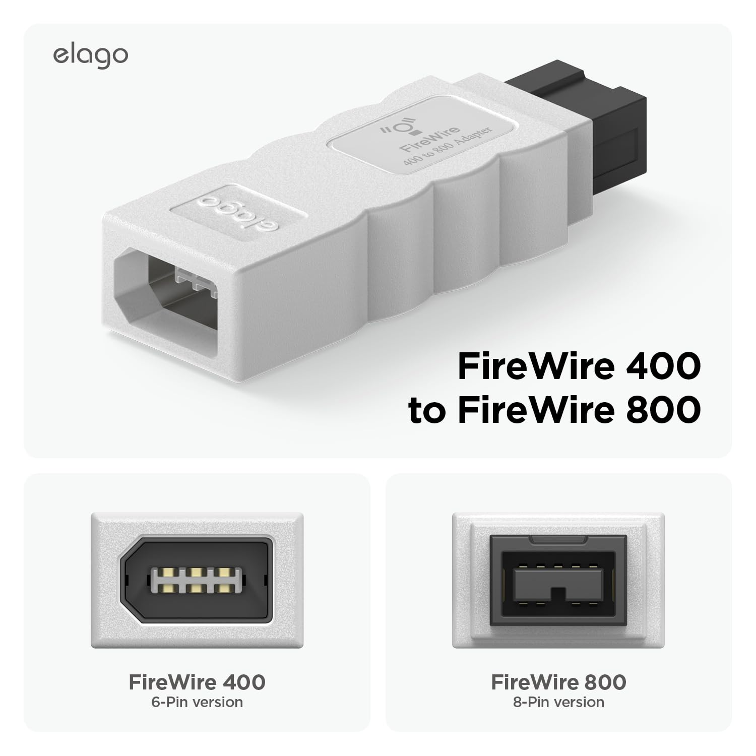 Elago Firewire 400 To 800 Adapter (White) For Mac Pro, Macbook Pro, Mac Mini, Imac And All Other Computers