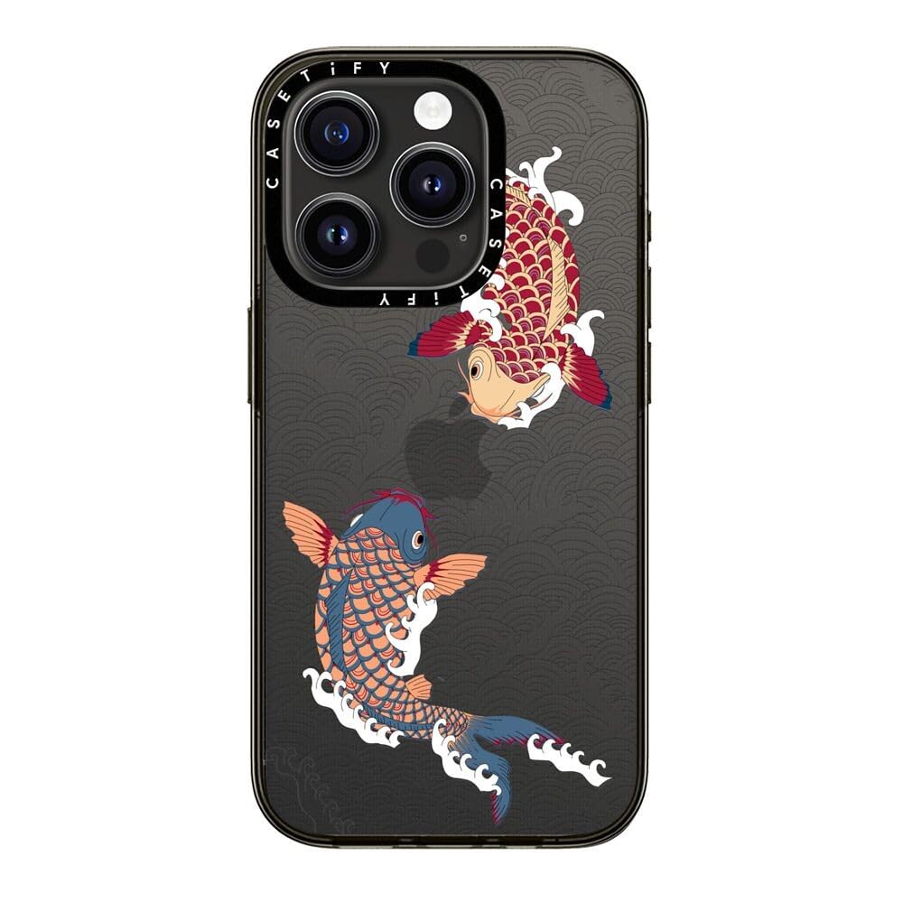 Casetify Compact Iphone 15 Pro Case [2X Military Grade Drop Tested / 4Ft Drop Protection]   Koi Fish Japanese Tattoo   Clear Bla