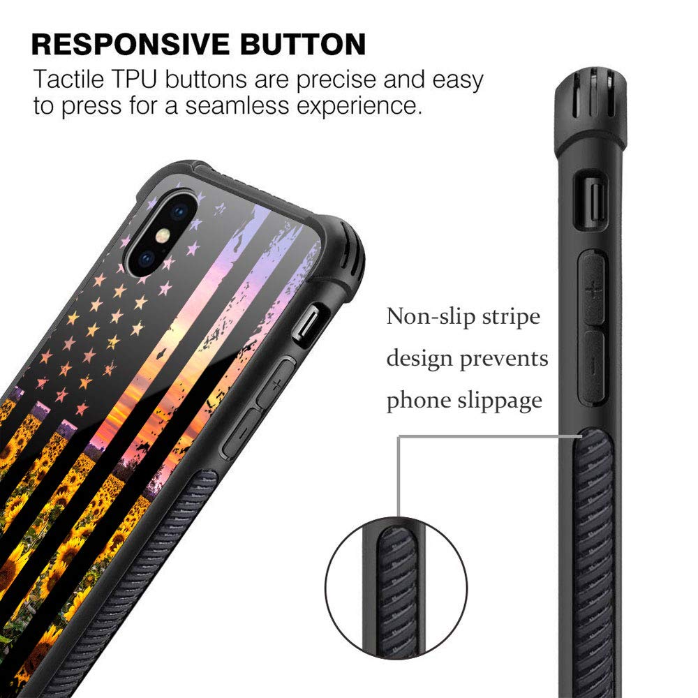 ZHEGAILIAN Phone Case for iPhone XR KZ-02 Flag Sunflowers Organic Glass TPU 6.1 inch