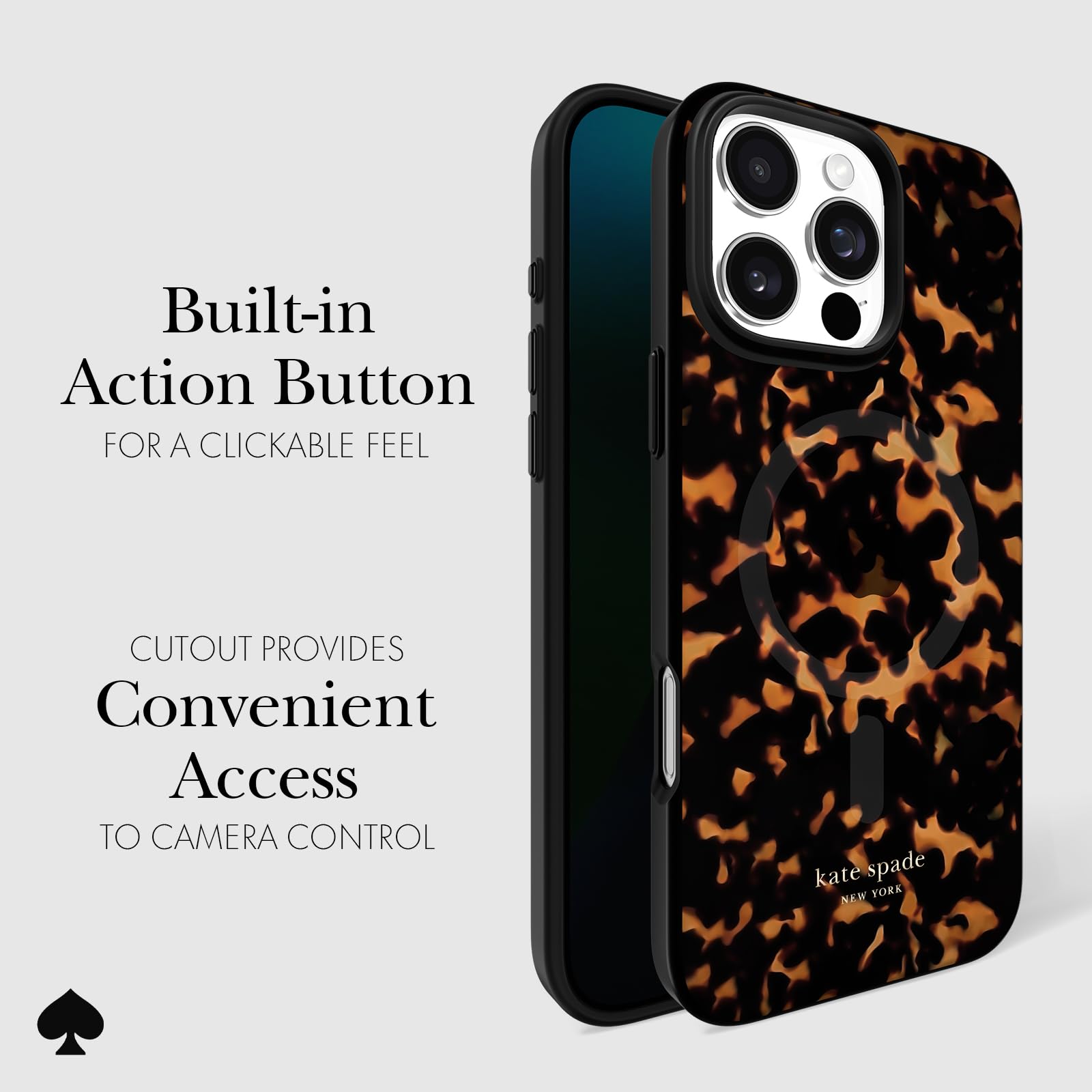 Kate Spade New York Iphone 16 Pro Max Case   Compatible With Magsafe   Designer Phone Case   Tortoise