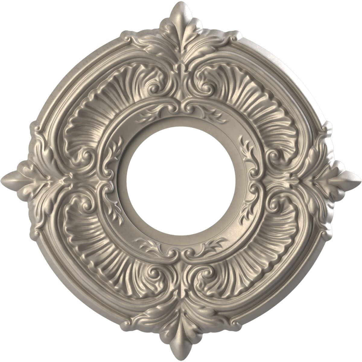 Ekena Millwork CMP10ATCSV Attica Thermoformed PVC Ceiling Medallion (Fits Canopies up to 4 1/8), 10OD x 3 1/2ID x 3/4P, Metallic