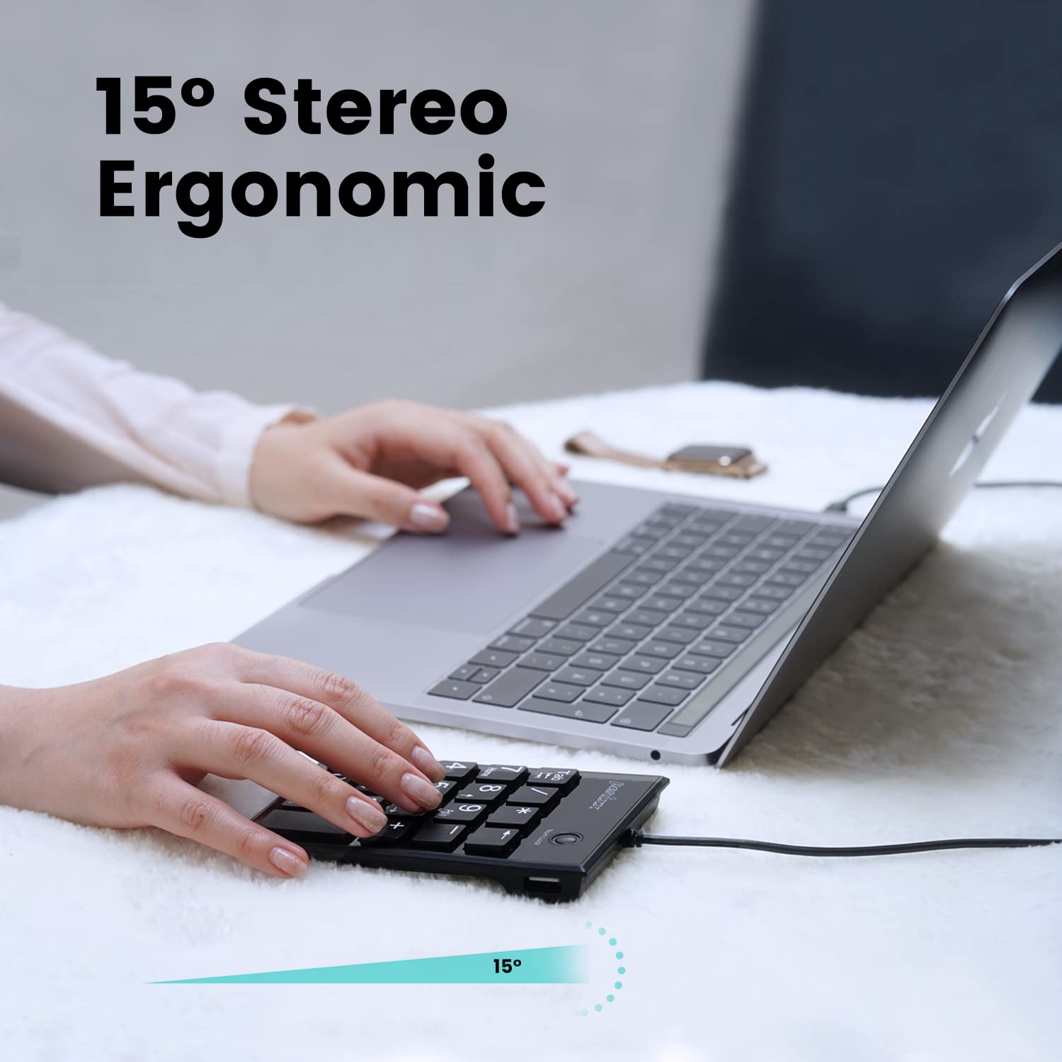 Perixx Peripad 202C Wired Usb C Slim Numeric Keypad   Scissor Keys With 2 Usb A Hubs And Tab Key   Compatible For Tablet, Laptop