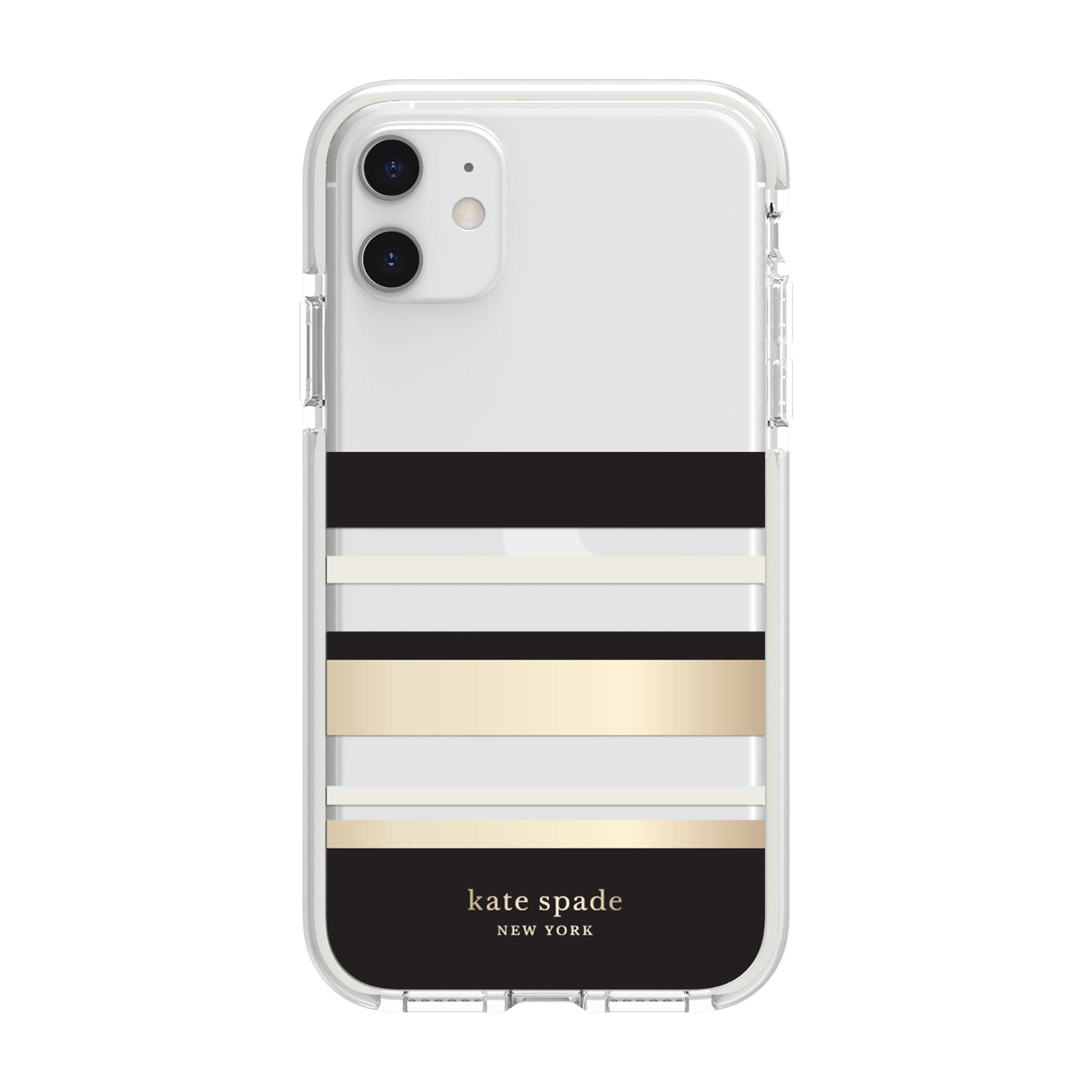 Kate Spade New York Park Stripe Case For Iphone 11   Defensive Hardshell With Cream Bumper