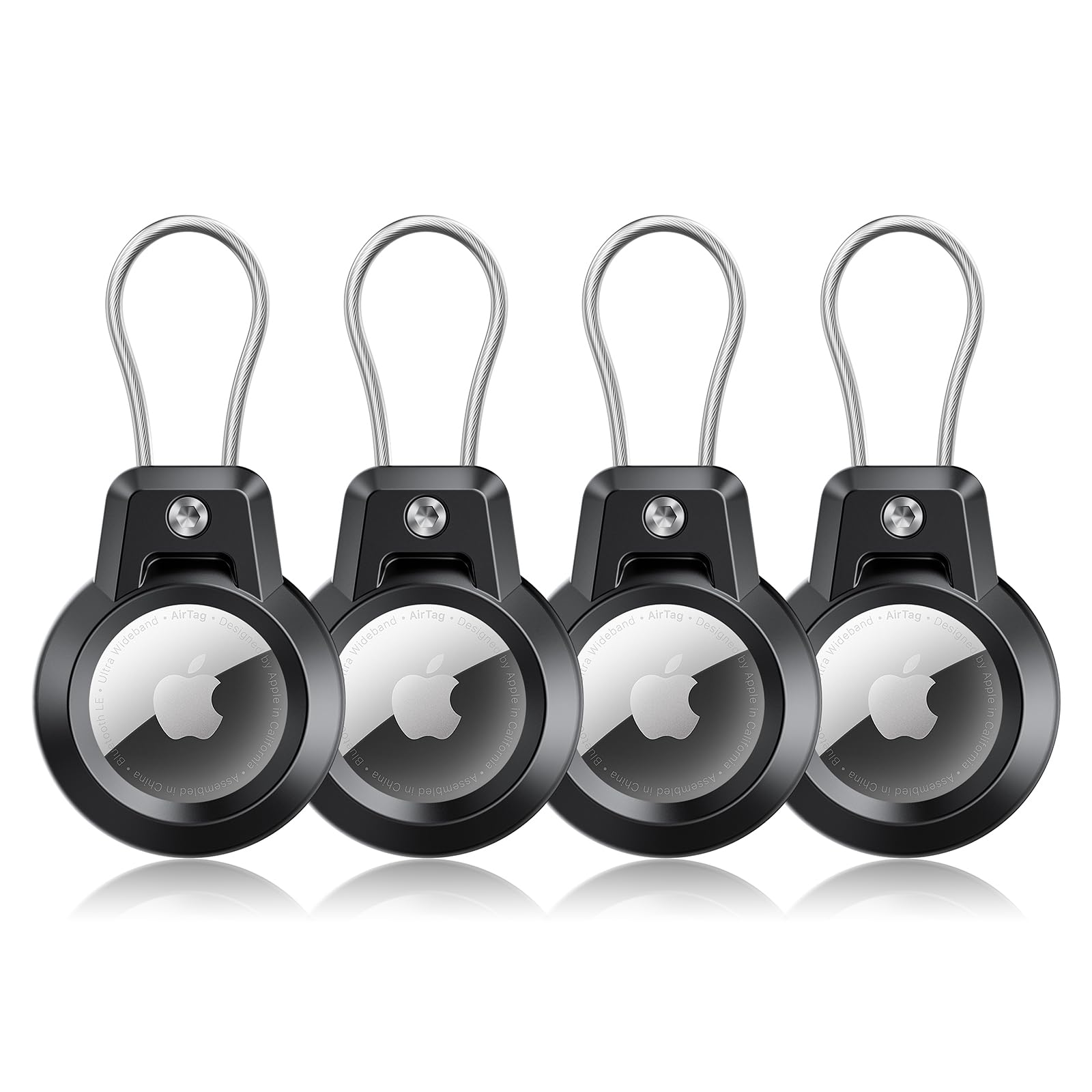 Gitfos Airtag Holder, 4 Pack Airtag Keychain Holder With Wire Cable   Robust & 360 Protective Fit Apple Airtag Holder For Luggag