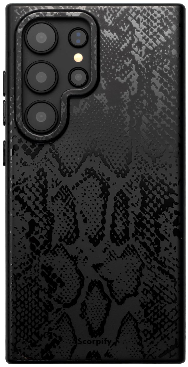 SCORPIFY Compatible with Samsung Galaxy S25 Ultra Case [Compatible with MagSafe] for Matte Black Snake Print Design, Cute Magnet