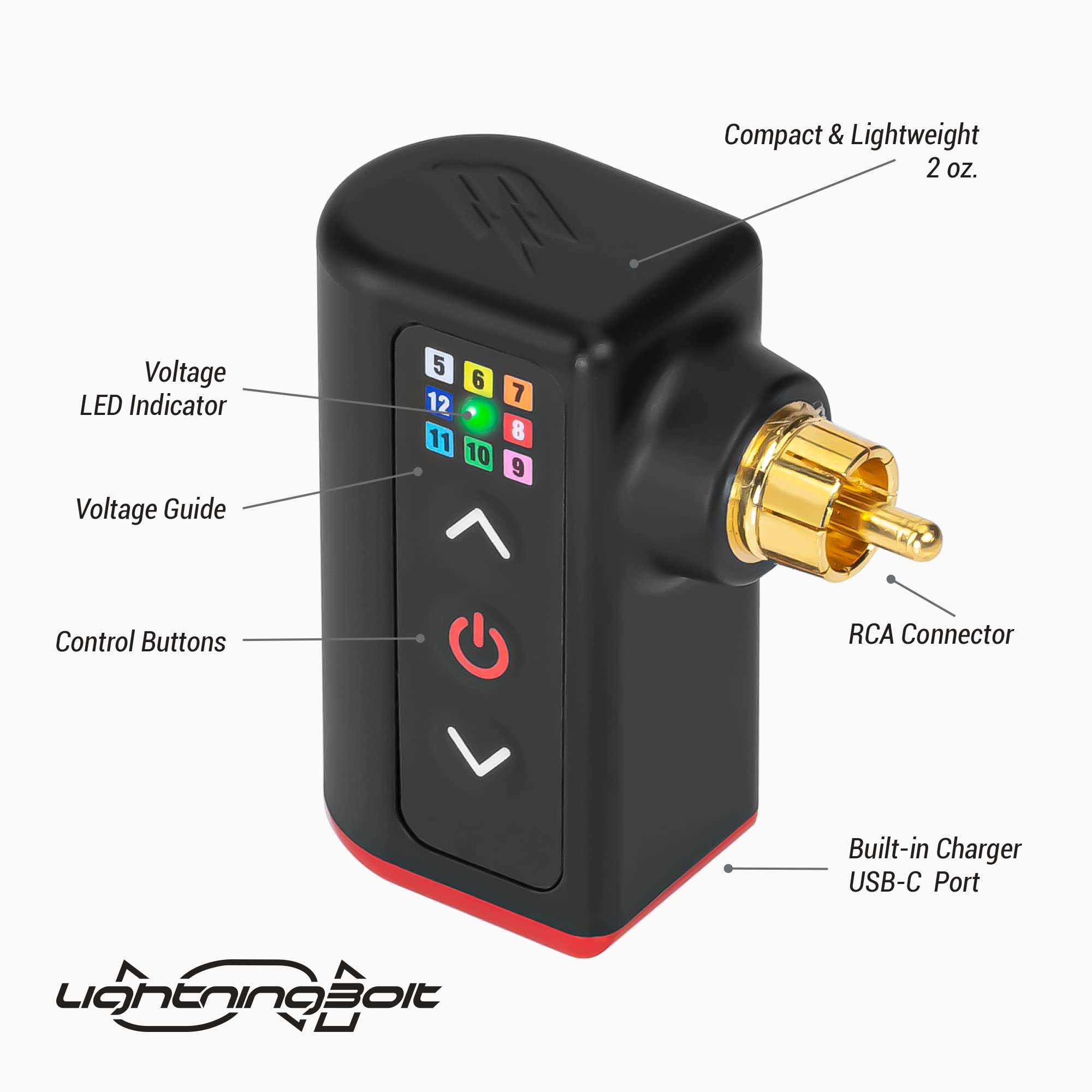 Darklab - Lightningbolt Uni Battery Pack - Black - Portable Battery Power Supply, 10 Hours Of Battery Life, Usb-C Port Charging