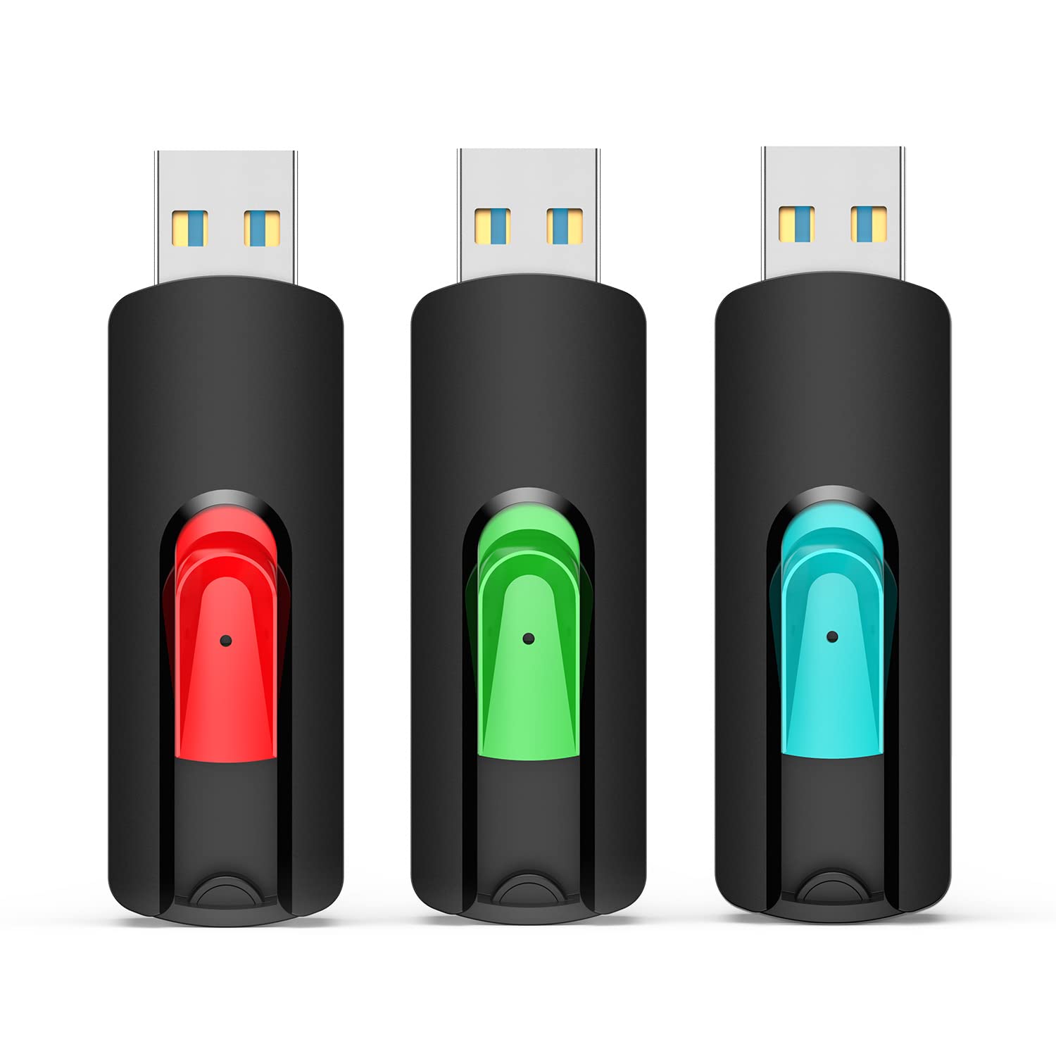 Aiibe 64Gb Flash Drive 3.0 3 Pack 64Gb Thumb Drive Usb Drive 64Gb Pen Drive Jump Drives 64Gb Usb 3.0 Flash Drive Memory Stick Zip Drive (64G, Red Green Cyan)