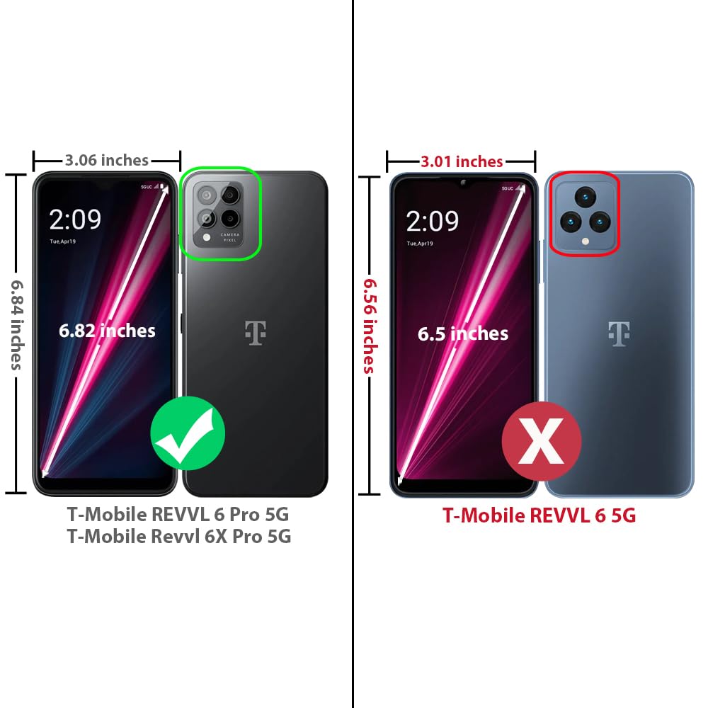 Tjs Compatible For T-Mobile Revvl 6X Pro 5G & Revvl 6 Pro 5G - Dual Layer Heavy Duty Shockproof Drop Protection Hybrid Phone Cov